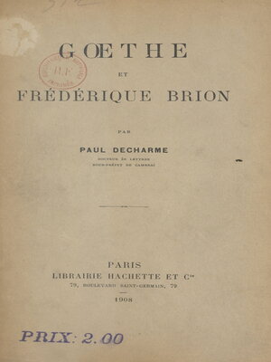 cover image of Gœthe et Frédérique Brion